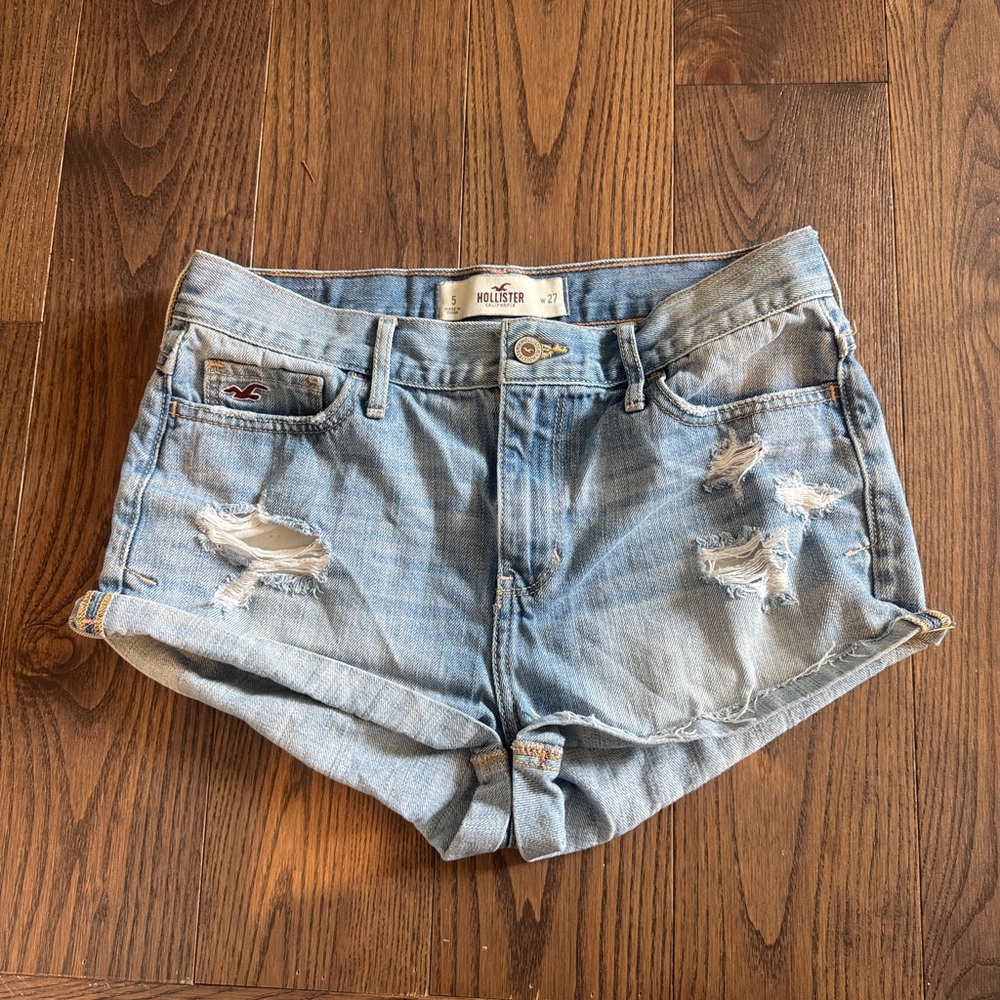 Blue Distressed Jean Shorts